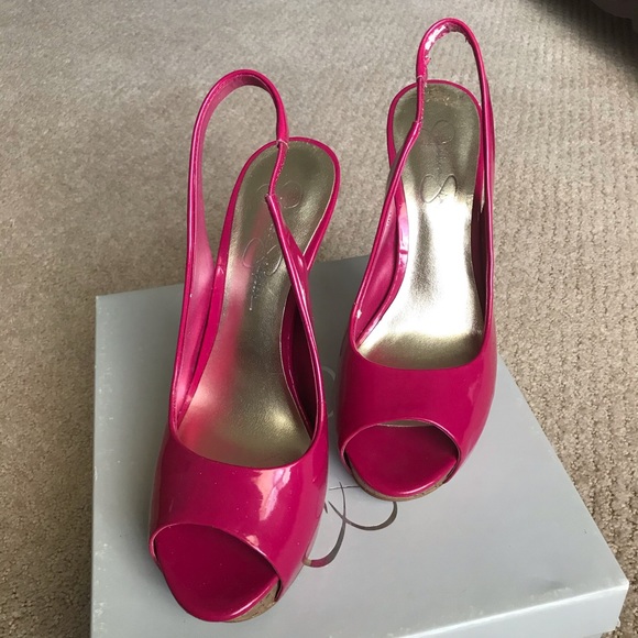 Jessica Simpson open toed slingback pumps - Picture 2 of 6